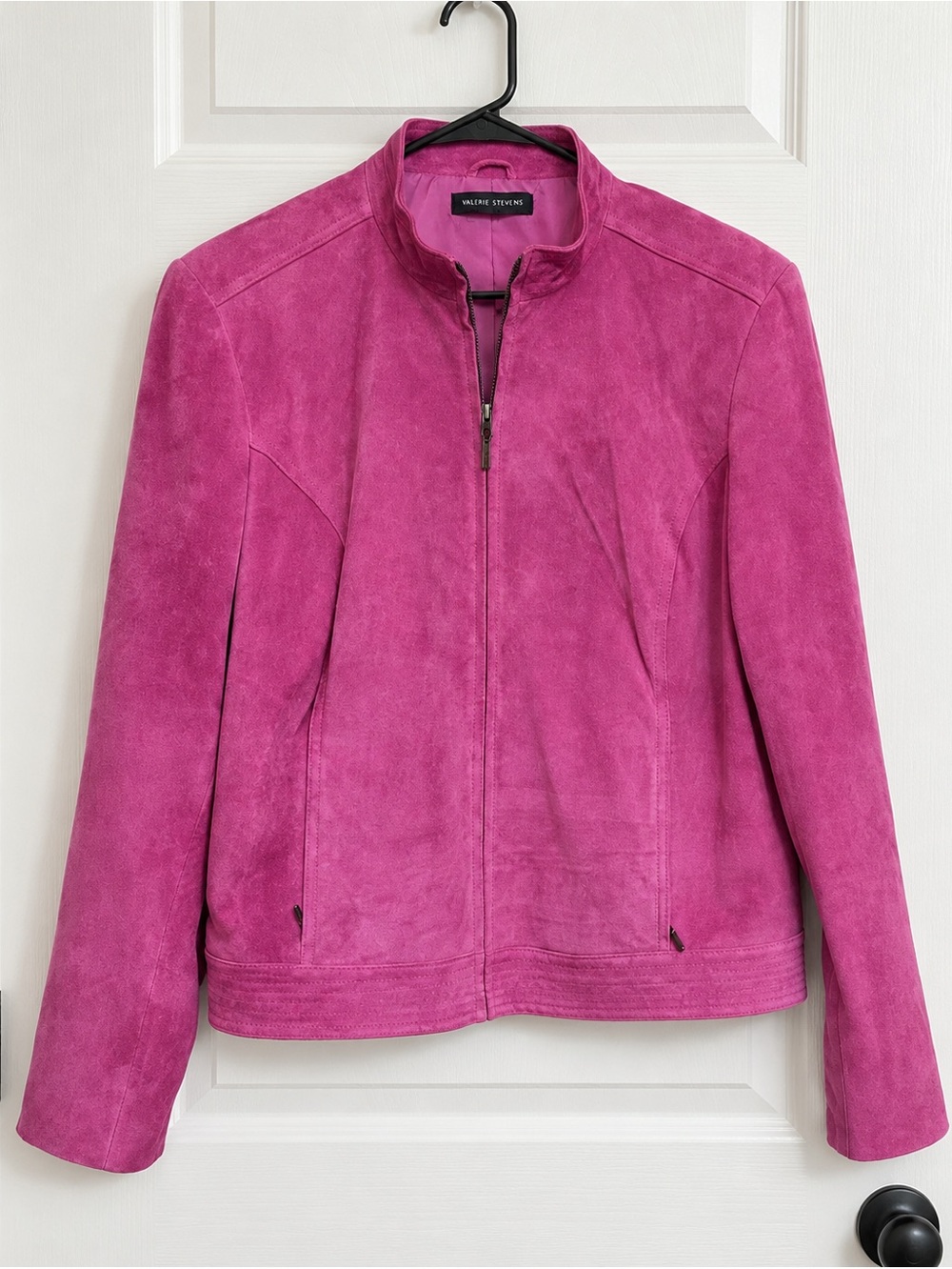 Valerie Stevens Women’s Pink Faux Suede Moto Style Jacket